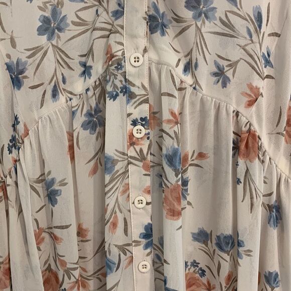 Torrid 1 cream color Lexie 3/4 sleeve chiffon Hi-low - Picture 10 of 12